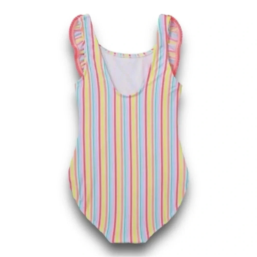Cat & Jack | Striped Ruffled One Piece Swimsuit (M) 🌈 - Picture 3 of 4